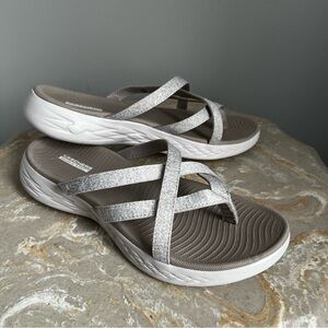 Skechers Women’s 9 Go Walk Flex Sandal Metallic Snake Multi Strap Comfy